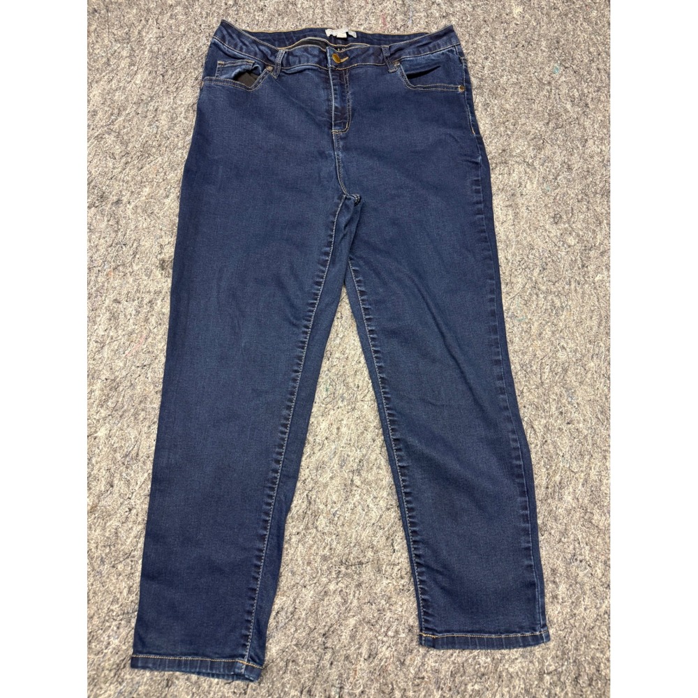Woman Within Petite Dark Wash Straight Leg Jeans Blue Denim 18WP High Rise